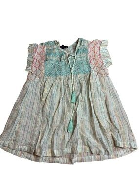 Rachel Rachel Roy Boho Tunic Top – Metallic Striped Peasant Blouse – Medium
